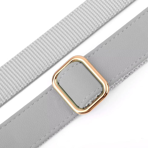 PET ARTIST Soft Leather Dog Collar and Leash Set, Bright & Solid Nylon Grey Dog Collar with Quick Release Metal Buckle,