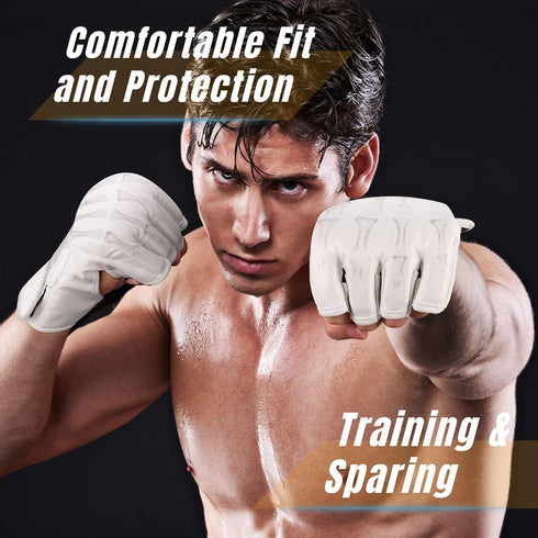 Flexzion MMA Gloves - Fingerless Boxing Gloves for Men Women and Teen Youth, UFC Grappling Krav Maga Kickboxing