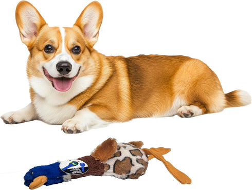 SPOT Skinneeez Plus Duck, Stuffing Free Dog Toy, 15in, Two Piece Rubber Body, Two Squeakers