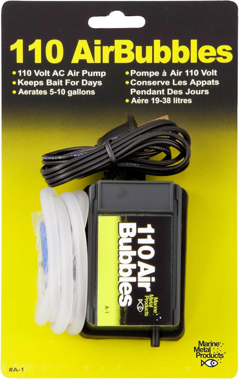 Air Bubbles Pump Marine Metal A-1 with Tubing & Air Stone for Live Bait (110 Volts)