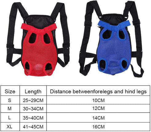 Pet Carrier Backpack, Fashionable Dog Tote Carrier with Five Holes, Front Chest Net Bag (Red S)
