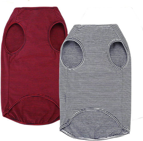 WEONE Dog Summer T-Shirts, Striped Cotton Vest, Breathable Soft Clothes for Small Medium Large Dogs, XS