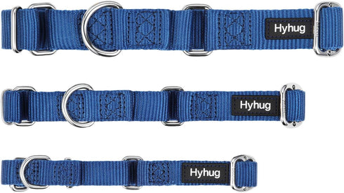 Hyhug Pets Heavy Duty Nylon Anti-escape Martingale Collar - Comfy & Safe for Boy and Girl Dogs (Large, Classic Blue)