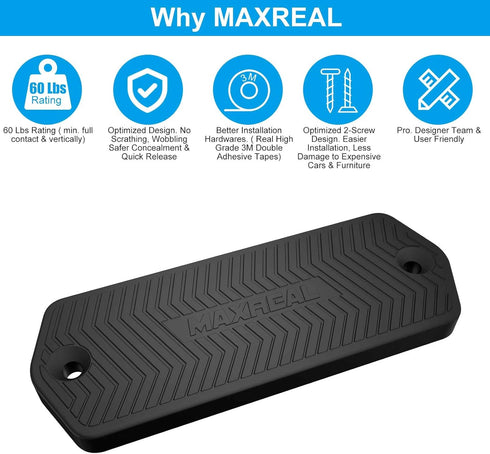 MAXREAL 60lbs (2-Pack) Gun Magnet Rated.HQ Rubber Coated Magnetic Pistol Mount & Holster for Vehicle, Truck, Home, Car