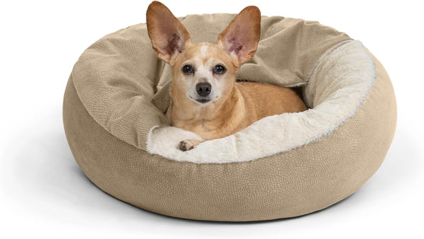 Best Friends by Sheri Cozy Cuddler Ilan Microfiber Hooded Blanket Cat and Dog Bed, Wheat 23"x23"