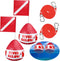 Maitys Heavy Duty PVC Dive Flag Float Freediving Rope Set with Inflatable Signal Floater and Lanyard for Snorkeling