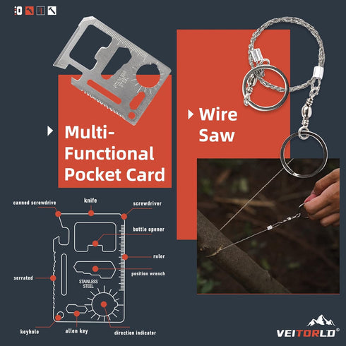 VEITORLD Gifts for Men Dad Him Christmas, 12 in 1 Survival Gear and Equipment Kits, Unique Fishing Hunting Gift
