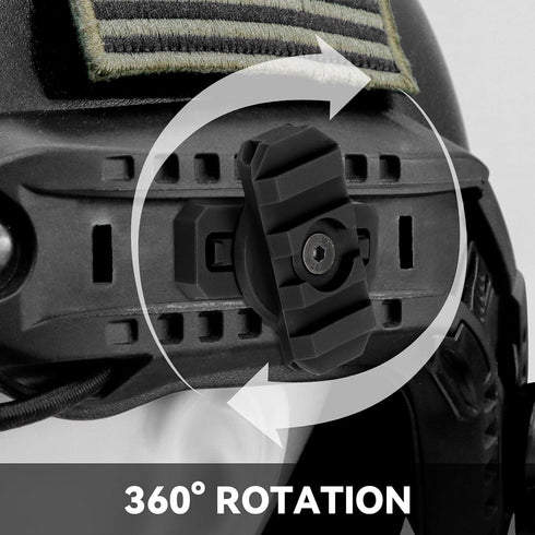 Qavctw Tactical ARC Rail Adapter Mount, 360 Degrees Rotation for 19mm Tactical Fast Helmet