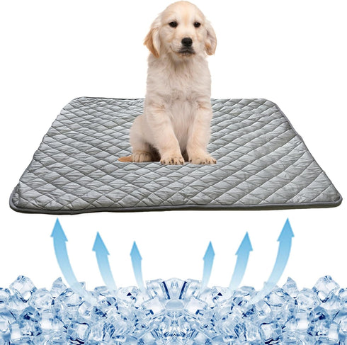 BAMY Cat Cooling Mat, Summer Dog Silk Pad, Self Cooling Cushion Washable Kitten Ice Blanket with Duck Strawberry