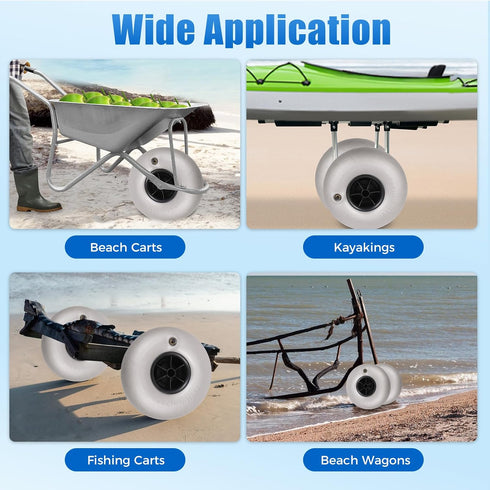 EcoTypee 10in Wheel,2 Pack Beach Balloon Beach Cart Tires Replacement Big Sand Wheels,for Kayak, Canoe Cart and Buggy