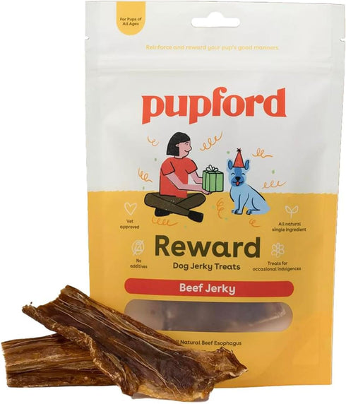 Pupford Crunchy Jerky Treats for Dogs & Puppies, Made in USA, Single Ingredient, No Fillers (Beef, 4 oz)