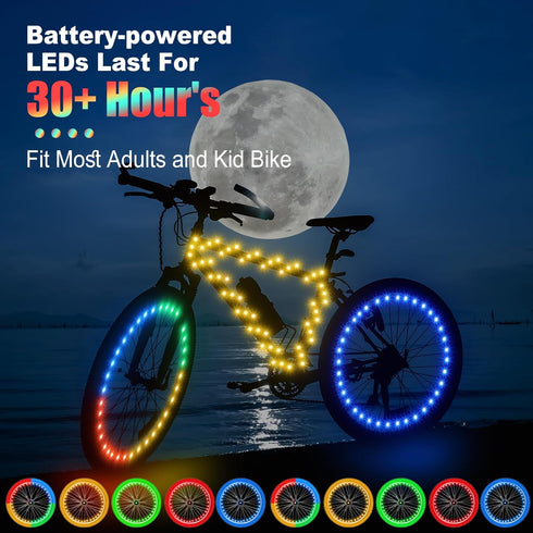 3 Woanger Pcs LED Bike Lights for Night Riding Bicycle Frame and Wheel Lights Battery Powered Bike Accessories Gifts