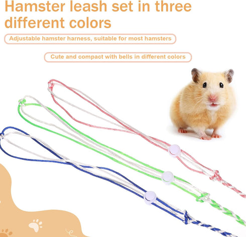 Exircy 3 Pack Rat Harness, Adjustable Hamster Leash Harness for Ferret Mouse Squirrel Small Animal