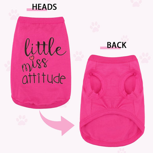Expressive Cotton Dog Apparel - Soft Puppy Shirt Vest for Small and Medium Dogs, 'Cute but Psycho' Print (Rose Red,