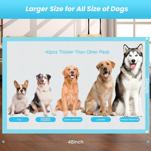 Extra Large Puppy Pee Pads for Dogs 31"x47" 40 Count, Leak-Proof & Super Absorbent Disposable Training Pads