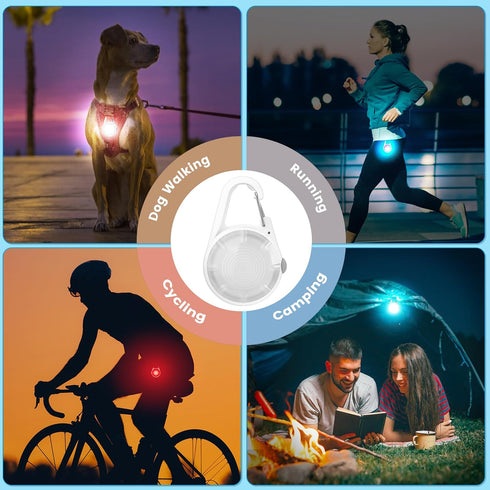 Dog Lights 2-Pack LED Rechargeable Collar Lights Clip-On with RGB Color Safety Lights for Night Walking Camping