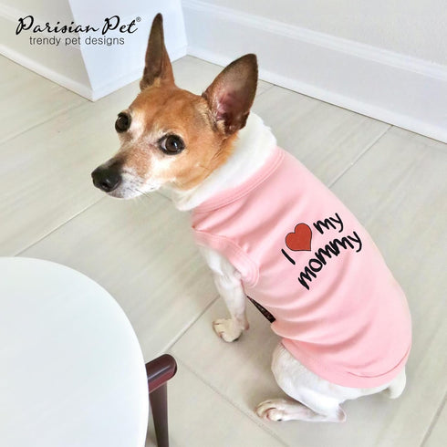 Parisian Pet I Love Mommy Dog T-Shirt, M, Pink