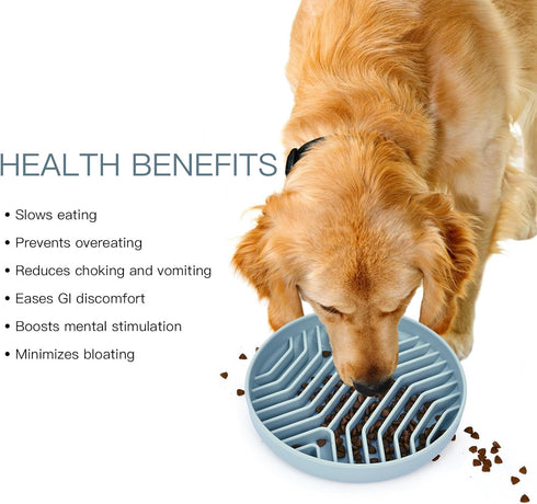 Slow Feeder Dog Bowls 2PCS, Puzzle Silicone Feeding Bowls with Suction Cups, Anti-Choking Design for Medium Small Dogs