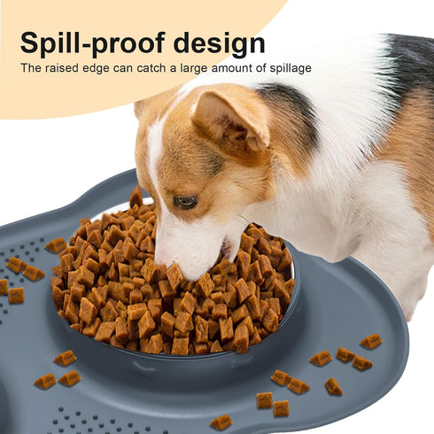 Slow Feeder Dog Bowls, Non-Skid Silicone, Non-Spill Drinking Bowl for Small Medium Dogs and Cats, Dishwasher Safe
