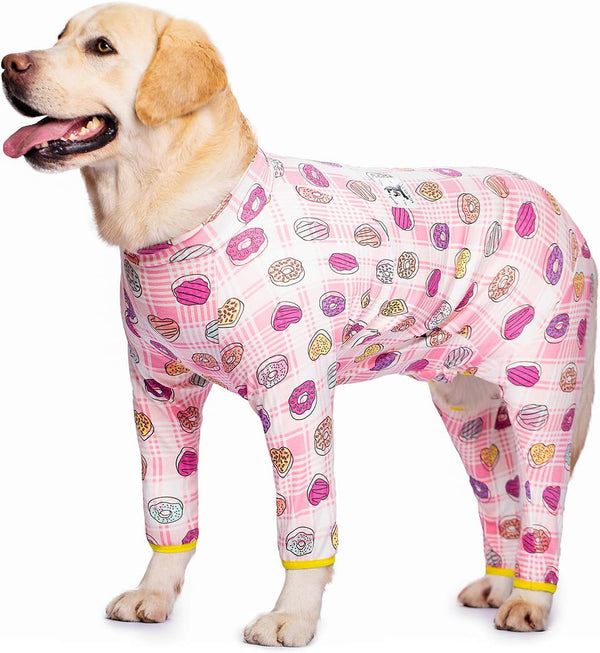 Cotton Dog Onesie Surgery Recovery Suit for Medium Large Dogs, Full Covered Pajamas with Zipper