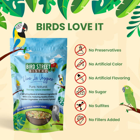 Parrot Food - Parakeet Food - Cockatiel Food - Natural & Organic Grains, Legumes, Non-GMO Fruits, Vegetables, Healthy