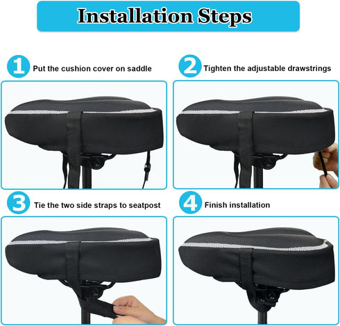 Gel Bike Seat Cover Padded Bicycle Saddle Covers for Women & Men, Most Comfortable Soft Cushion Cover for Spin Indoor