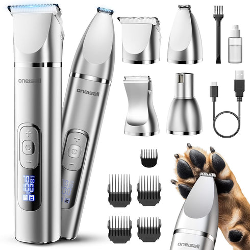 oneisall 4 in 1 Dog Grooming Kit with LCD Display, Dog Hair