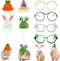 8 Pcs Hamster Hat Pet Costume Glasses, Includes 4 Knitted Hats and 4 Pairs of Glasses for Small Animals