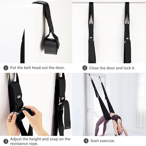 Upgraded Yoga Stretching Strap with Door Anchor, 2 Resistance Rope Stretch Strap, Leg Waist Back Bend Trainer for