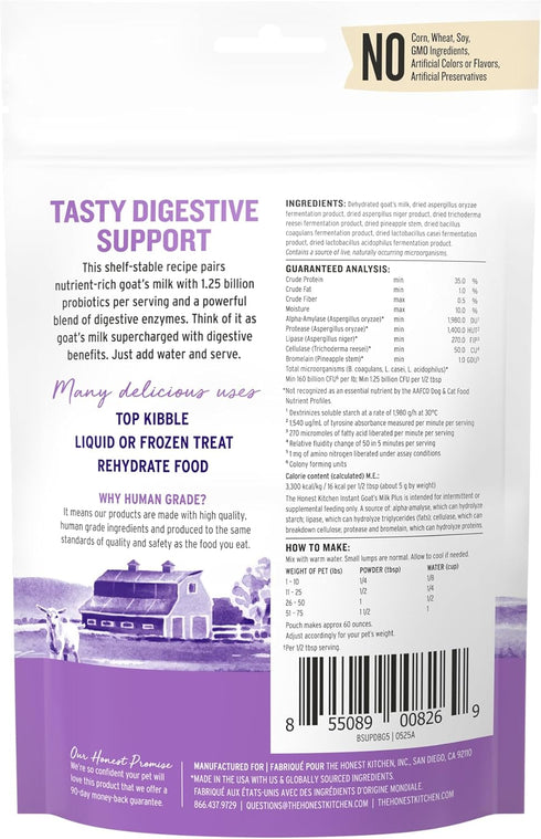 5.2 The Honest Kitchen Human Grade Instant Goat's Milk with Probiotics for Dogs and Cats, Ounces