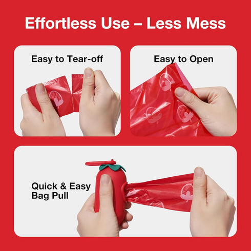 36 540 VETRESKA Strawberry Scented Dog Poop Bags, Leak Proof, Extra Thick and Large Pet Waste Bags for Dogs Walking