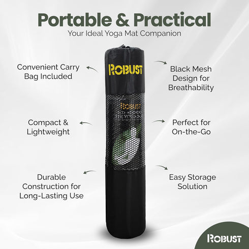 Robust Yoga Mat - 1/4" Thick Non-Slip with Position Lines, Includes Strap & Storage Bag, Eco-Friendly TPE