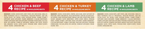 Pack, 2.75 oz. (Pack 12), 2 Count Nature's Recipe Grain Free Wet Dog Food Variety Chicken Recipes with Beef, Turkey