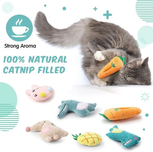 Gejoy 20 Pieces Catnip Toys for Indoor Cat Plush Kitten Cat Chew Toys Catnip Kitten Entertaining Interactive