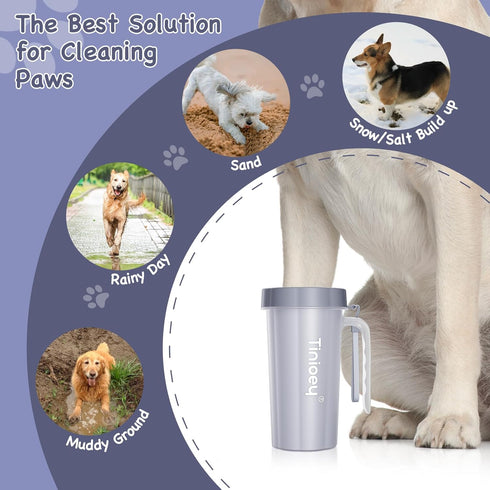 Dog Paw Cleaner for Large Dogs with Handle, Foot Washer for Muddy Paws (Gray)
