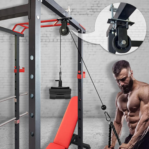 KORIKAHM Upgraded LAT Pulley System, Cable Machine for Home Gym Equipment, Strength Training Power Racks