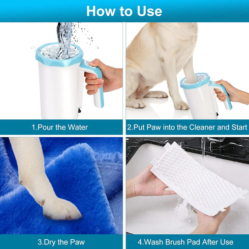 Rechargeable Automatic Dog Paw Cleaner, 2 in 1 Portable Pet Paw Washer Cup with Soft Silicone Brush