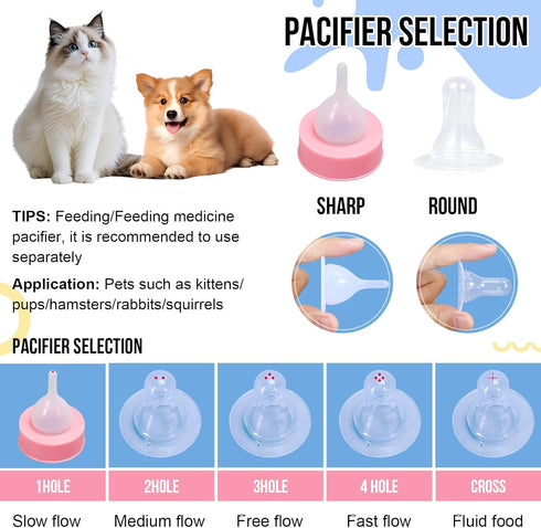ASEVAT 4 oz 3PackPet 3pcs Feeding Bottle, Anti-Choking Puppy Feeder Design,with Replaceable and Reusable Silicone