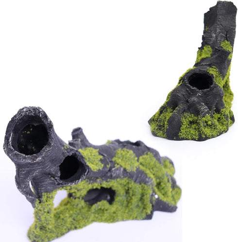 Aquarium Artificial Tree Hole Resin Ornament, Tree Stump Branch for Reptile Habitat Decoration, Fish Tank Hideaway Rock