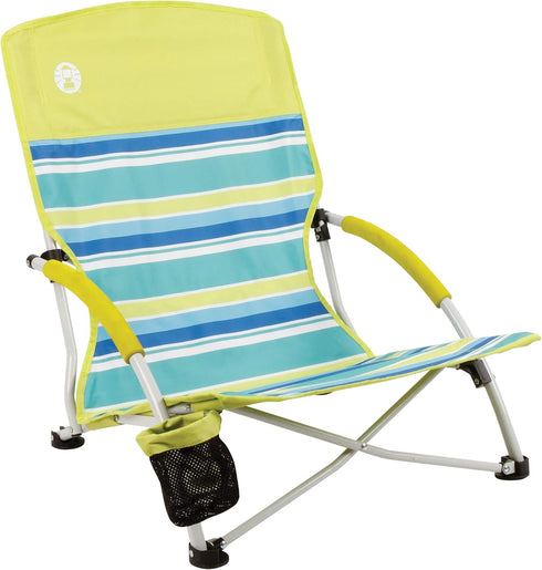 Coleman Utopia Breeze Lightweight Beach Chair with Cup Holder, Comfortable Portable Outdoor
