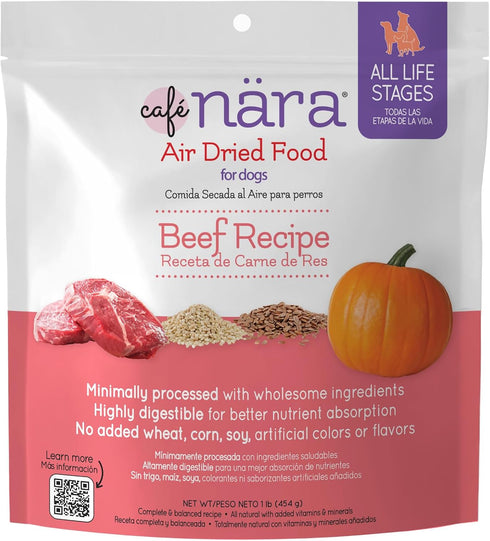 Caf Nara - Beef Air-Dried Food for Dogs - Complete Meal, Food