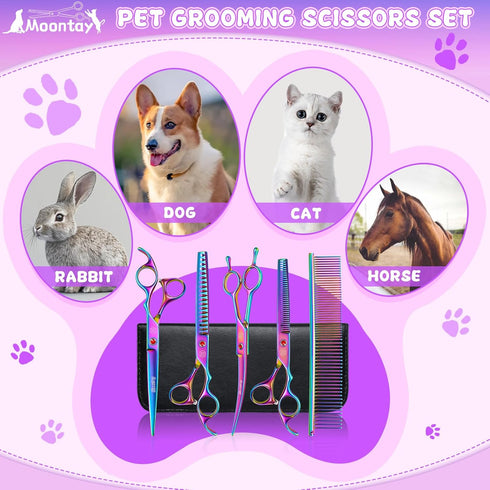 Set, 7 Inch/8 Inch Professional Dog Grooming Scissors Pet Grooming Scissors Chunkers Shears for Dog, Curved Dog