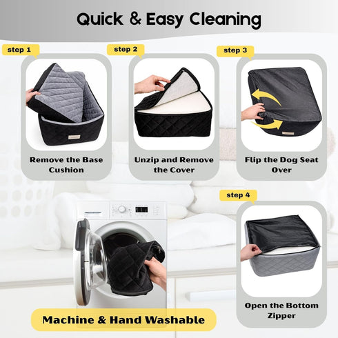 35 lbs, Dog Car Seat for Small/Medium Dogs up to Memory Foam Booster Seat with Washable Cover, Storage Pockets & Safety