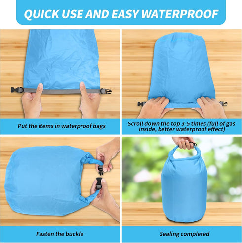 Waterproof Dry Bag Set, Small Lightweight 40L Dry Bags for Paddle Board Kayaking, Fishing, Camping (Blue, 2Pack)