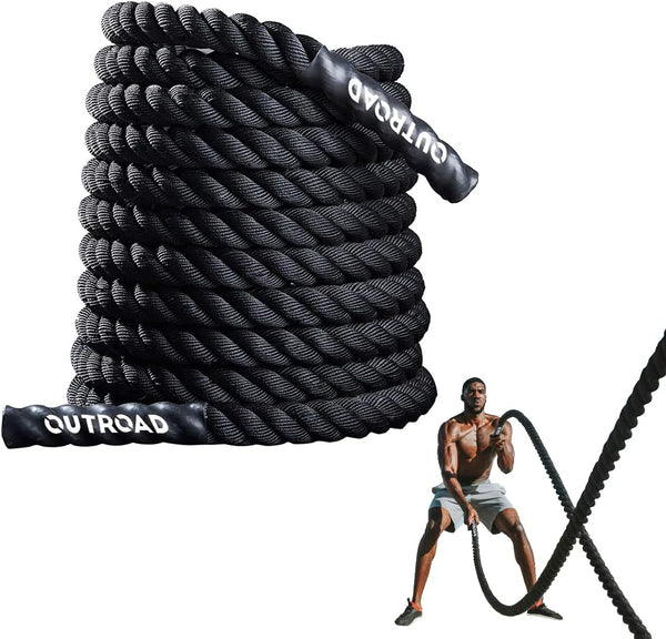 Outroad Battle Rope, 1.5" Diameter 30ft Poly Dacron Workout Training Heavy Rope for Crossfit Home Gym & Fitness