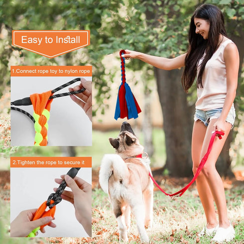 Flirt Pole for Dogs, Interactive Teaser Wand Play Pole with Fleece Rope Lure for Outdoor Exercise & Training