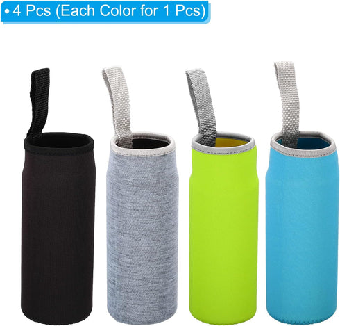 Neoprene Insulated Water Bottle Carrier Pouch with Finger Strap - Multi Color Options