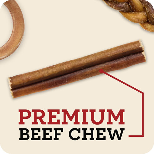 12" 100% 5 Count Packaging Redbarn Pet Products All-Natural Braided Bully Sticks for Dogs - Premium Slow Roasted Long