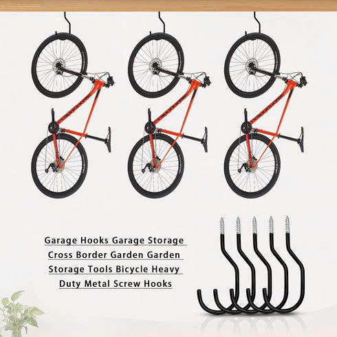 Heavy Duty Bike Hooks 6-Pack, Bicycle Storage Hanger for Ceiling, Utility Hooks for Wall, Garage, Garden Organization