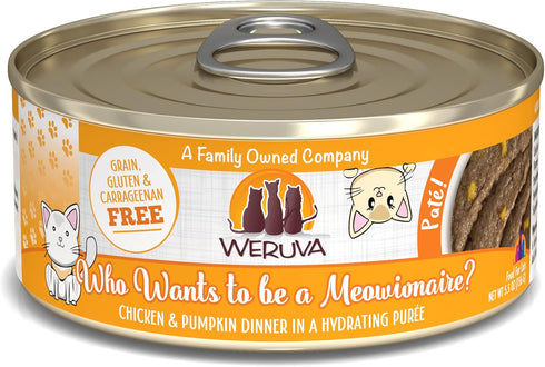 Weruva Classic Cat Paté, Who Wants to Be a Meowionaire? with Chicken & Pumpkin, 5.5oz Can (Pack of 8)